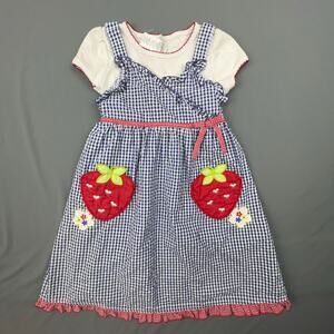 Youngland Dress | Size 6 Girls | Strawberry Gingham Cottagecore Style